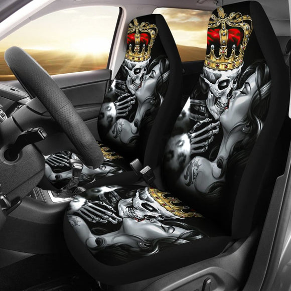 King Kiss Skull Car Seat Covers 213101 - YourCarButBetter