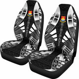 Kiribati Car Seat Covers - Kiribati Coat Of Arms Polynesian Tattoo Black - 9 174914 - YourCarButBetter