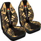 Kiribati Car Seat Covers - Kiribati Coat Of Arms Polynesian Tattoo Gold - 9 174914 - YourCarButBetter