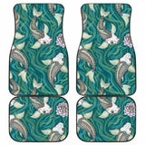 Koi Fish Carp Fish Lotus Pattern Front And Back Car Mats 154230 - YourCarButBetter