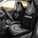 Kosrae Car Seat Cover - Kosrae Flag Polynesian Chief Tattoo Black Version - 10 174914 - YourCarButBetter