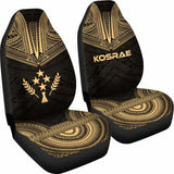 Kosrae Car Seat Cover - Kosrae Flag Polynesian Chief Tattoo Gold Version - 10 174914 - YourCarButBetter