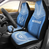 Kosrae Car Seat Cover - Kosrae Flag Polynesian Chief Tattoo Light Blue Version - 10 174914 - YourCarButBetter