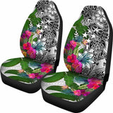 Kosrae Car Seat Covers White - Turtle Plumeria Banana Leaf - 091114 - YourCarButBetter
