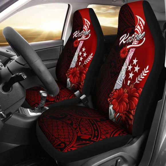 Kosrae Micronesia Car Seat Covers - Coat Of Arm With Hibiscus - 232125 - YourCarButBetter