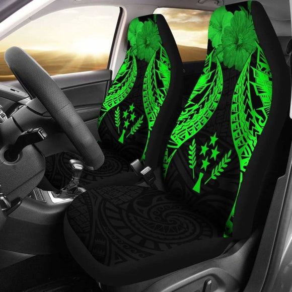 Kosrae Polynesian Car Seat Covers Pride Seal And Hibiscus Green - 232125 - YourCarButBetter