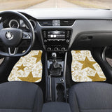 Large Gold Stars On White Front And Back Car Mats 101819 - YourCarButBetter