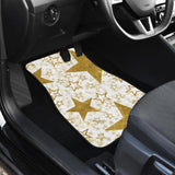 Large Gold Stars On White Front And Back Car Mats 101819 - YourCarButBetter