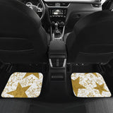 Large Gold Stars On White Front And Back Car Mats 101819 - YourCarButBetter