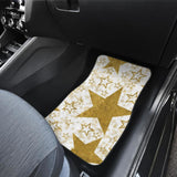 Large Gold Stars On White Front And Back Car Mats 101819 - YourCarButBetter