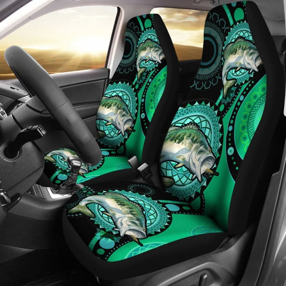 Largemouth Bass Ethnic Pattern Fishing Car Seat Covers 182417 - YourCarButBetter