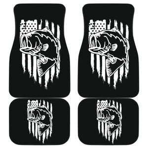 Largemouth Bass Fishing American Flag Car Floor Mats 210906 - YourCarButBetter