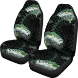Largemouth Bass In The Net Fishing Car Seat Covers 182417 - YourCarButBetter