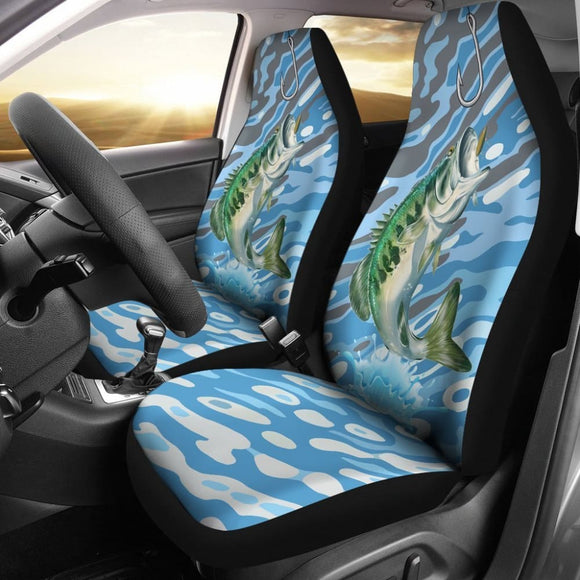 Largemouth Bass On The Water Fishing Car Seat Covers 182417 - YourCarButBetter