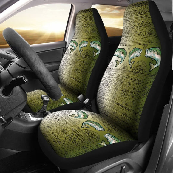 Largemouth Bass Skin Color Boho Pattern Fishing Car Seat Covers 182417 - YourCarButBetter