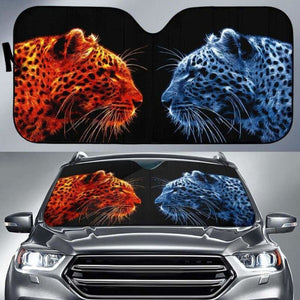 Leopard Ice Fire Car Sun Shades 172609 - YourCarButBetter