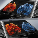 Leopard Ice Fire Car Sun Shades 172609 - YourCarButBetter