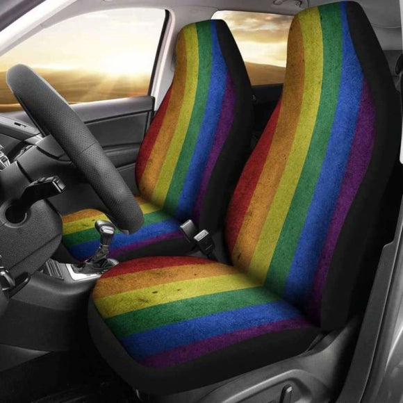 LGBT Pride Lovers Distressed Flag Car Seat Covers 110424 - YourCarButBetter