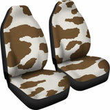 Light Brown And White Cow Hide Print Car Seat Covers Rustic Pattern 144730 - YourCarButBetter