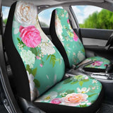 Light Green Flowers Car Seat Covers 153908 - YourCarButBetter