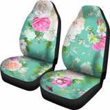 Light Green Flowers Car Seat Covers 153908 - YourCarButBetter