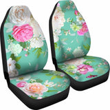 Light Green Flowers Car Seat Covers 153908 - YourCarButBetter