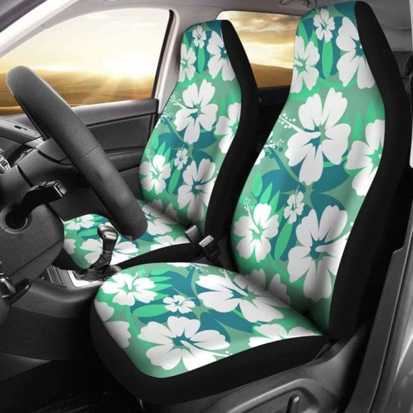 Light Green Teal Aloha Flowers Car Seat Covers 153908 - YourCarButBetter