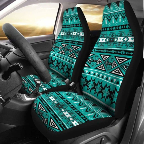 Light Green Teal Boho Aztec Car Seat Covers 105905 - YourCarButBetter