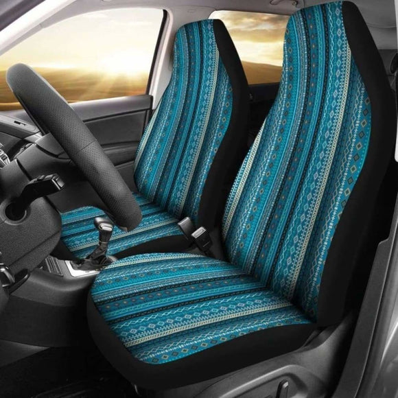 Light Green Teal Boho Stripes Decor Car Seat Covers 105905 - YourCarButBetter