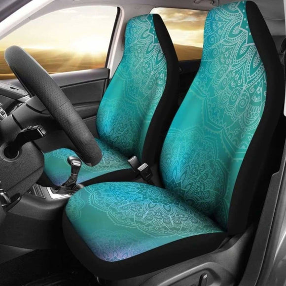 Light Green Teal Mandalas Car Seat Covers 105905 - YourCarButBetter