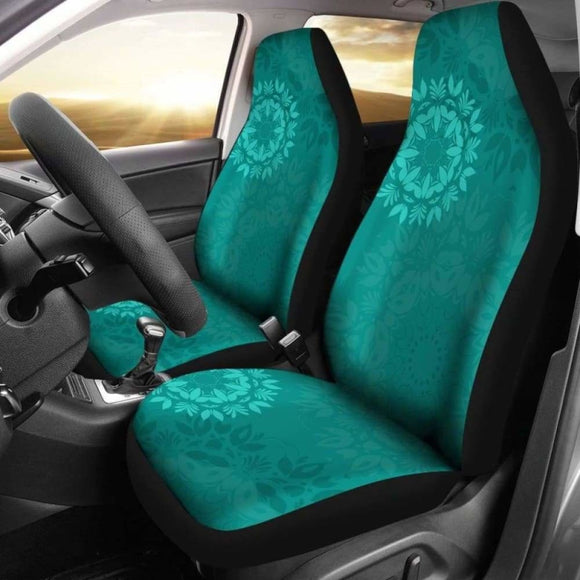Light Green Teal Mandalas Car Seat Covers 105905 - YourCarButBetter