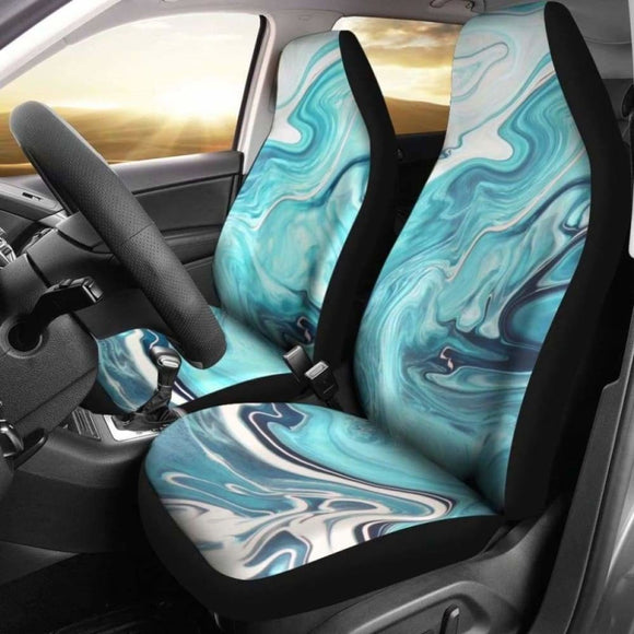 Light Green Teal Marble Car Seat Covers 110424 - YourCarButBetter