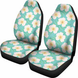 Light Teal Plumeria Frangipani Hawaiian Island Flowers Floral Pattern Car Seat Covers Tropical 153908 - YourCarButBetter
