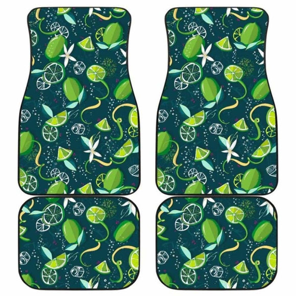 Lime Ice Flower Pattern Front And Back Car Mats 194013 - YourCarButBetter