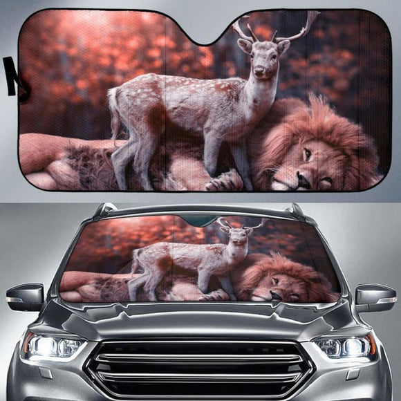 Lion Deer Wildlife Dream 5K Car Sun Shade 172609 - YourCarButBetter