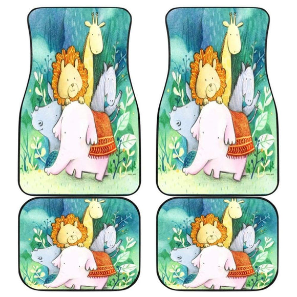 Lion Elephant Horse Rhino Animal Funny Cute In Jungle Car Floor Mats 184610 - YourCarButBetter