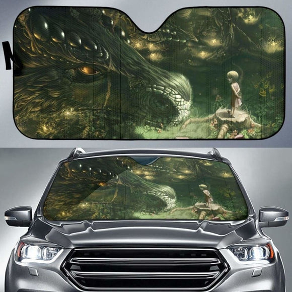 Little Girl And Dragon Sun Shade amazing best gift ideas 172609 - YourCarButBetter