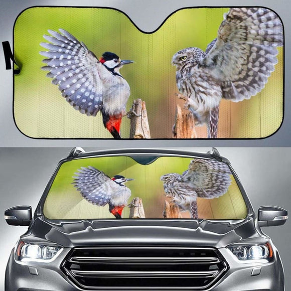 Little Owl Woodpecker Birds Hd Car Sun Shade 172609 - YourCarButBetter