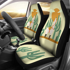 Llama Cactus Desert Life Printed Car Seat Covers 212403 - YourCarButBetter