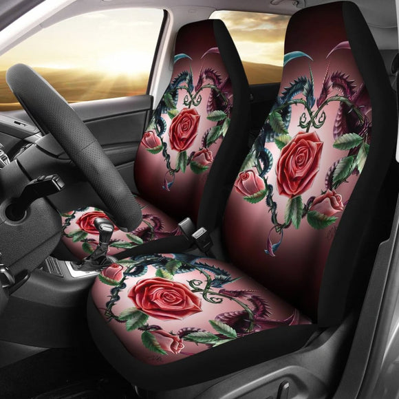 Love Couple Dragons In Love And Rose Car Seat Covers 212901 - YourCarButBetter