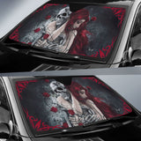 Love Couple Skull Rose Car Auto Sun Shades 211001 - YourCarButBetter