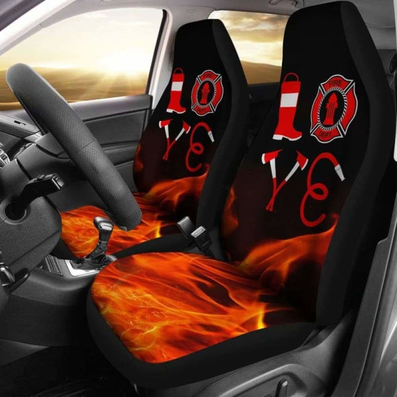 Love Firefighter Car Seat Covers 101211 - YourCarButBetter