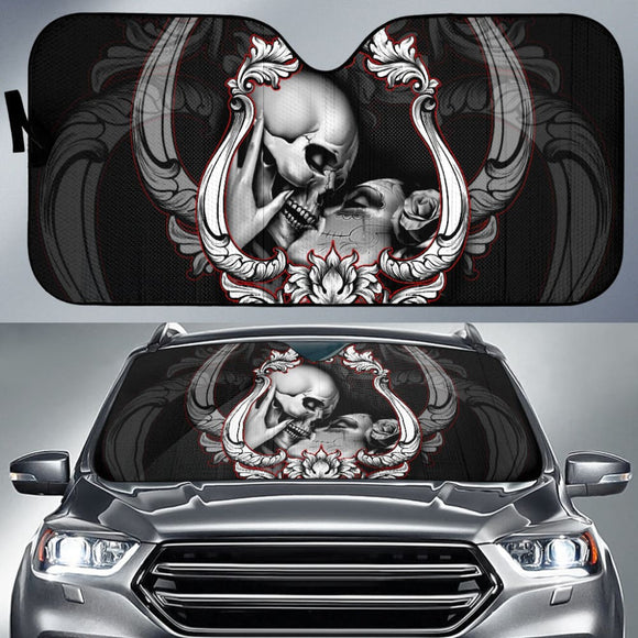 Love Kissing Skeleton Sugar Skull Gothic Car Auto Sun Shades Custom 1 211101 - YourCarButBetter