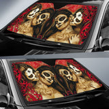 Love Kissing Skeleton Sugar Skull Gothic Car Auto Sun Shades Custom 3 211101 - YourCarButBetter