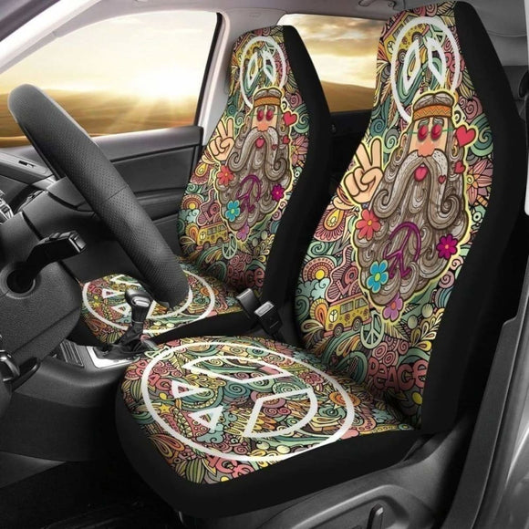 Love Peace Symbol Hippie Car Seat Covers Gift Idea 221205 - YourCarButBetter