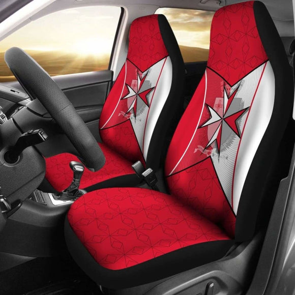 Malta Car Seat Covers - Maltese Cross With Flag Color - 160905 - YourCarButBetter