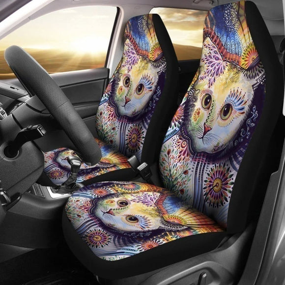 Mandala Cat Car Seat Covers Custom Car Decoration For Cat Lovers 093223 - YourCarButBetter