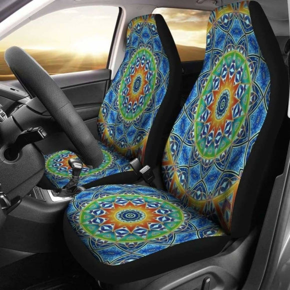 Mandala Light Blue Car Seat Covers 105905 - YourCarButBetter