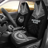 Marquesas Islands Car Seat Cover - Marquesas Islands Tiki Face Polynesian Chief Tattoo Black Version - 10 174914 - YourCarButBetter
