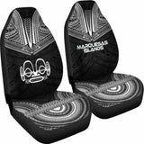 Marquesas Islands Car Seat Cover - Marquesas Islands Tiki Face Polynesian Chief Tattoo Black Version - 10 174914 - YourCarButBetter